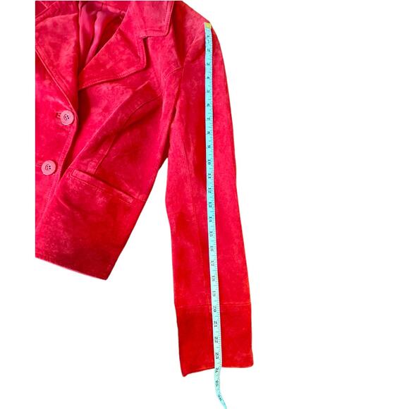 Vintage i.e. Red Suede Blazer 90s Y2K Dark Academia Medium - Picture 8 of 8